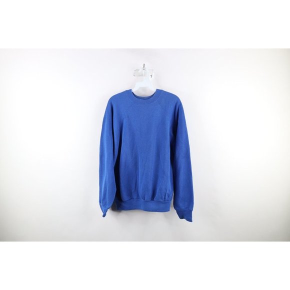 90'S BVD plain blank sweatshirt, made in the USA, men's size M cotton blue type Vintage Second Hand